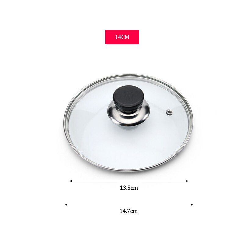 Cookware Reinforced Glass Lid Tempered Wok Lid Pyrex Glass Round Chef Pan Lid with Knob Premium Qualtiy Pan Cover: ITEM INFO 14CM