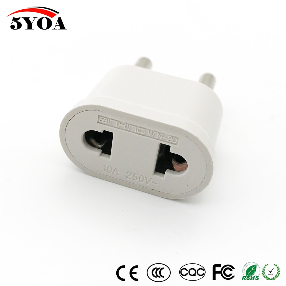 Usa til eu euro europa rejse strøm schuko stik adapter oplader konverter til usa konverter hvid