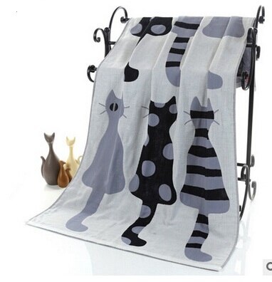 Sød kat bomuldsgasbind tegneserie voksen badehåndklæde hjemme tekstil 3 lag 70*140cm håndklæde badekåbe camping sport badehåndklæde: B
