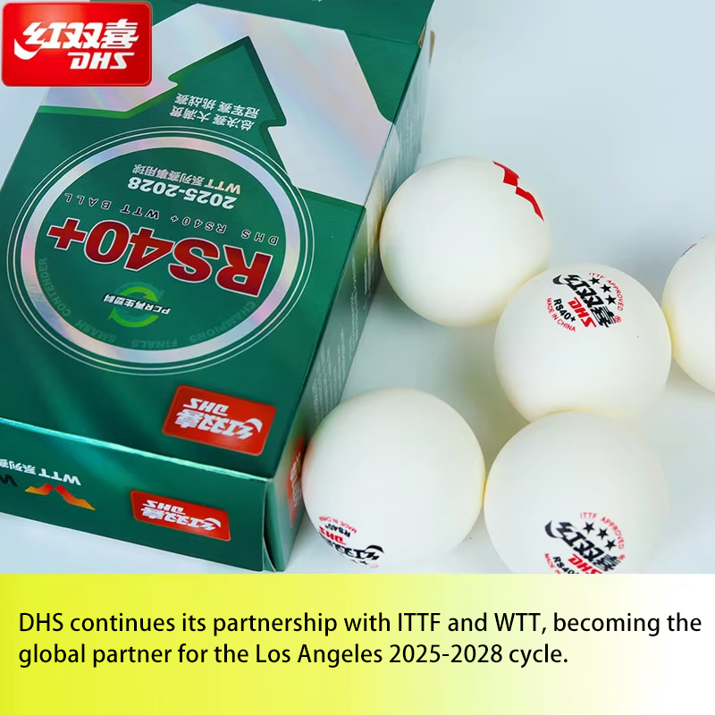 DHS RS40+ Table Tennis Balls WTT PCR Material 40+mm Ping Pong Balls with Seam for Training Competition ITTF Approved