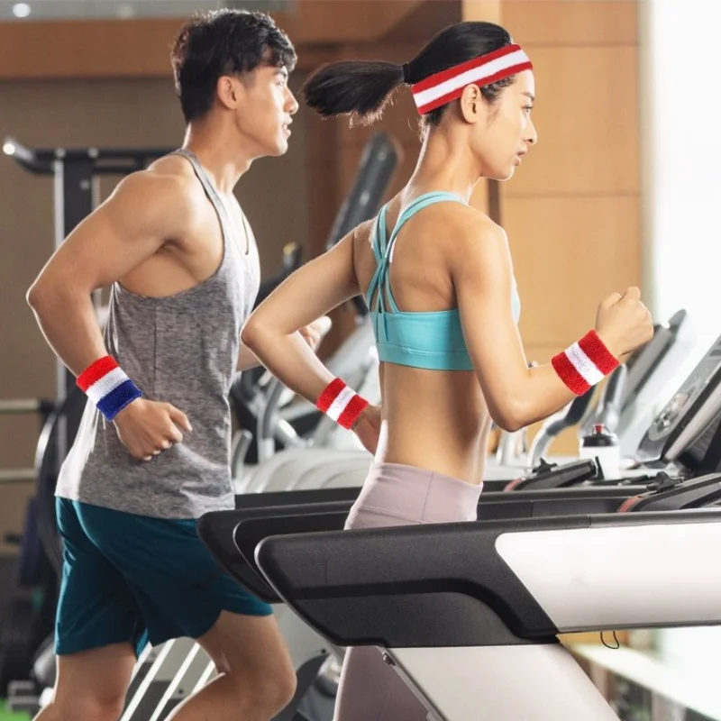 3 unids/set diadema deportiva banda para el sudor alta elástica mujeres hombres deportes al aire libre banda para el sudor diadema pulsera entrenamiento tenis diadema
