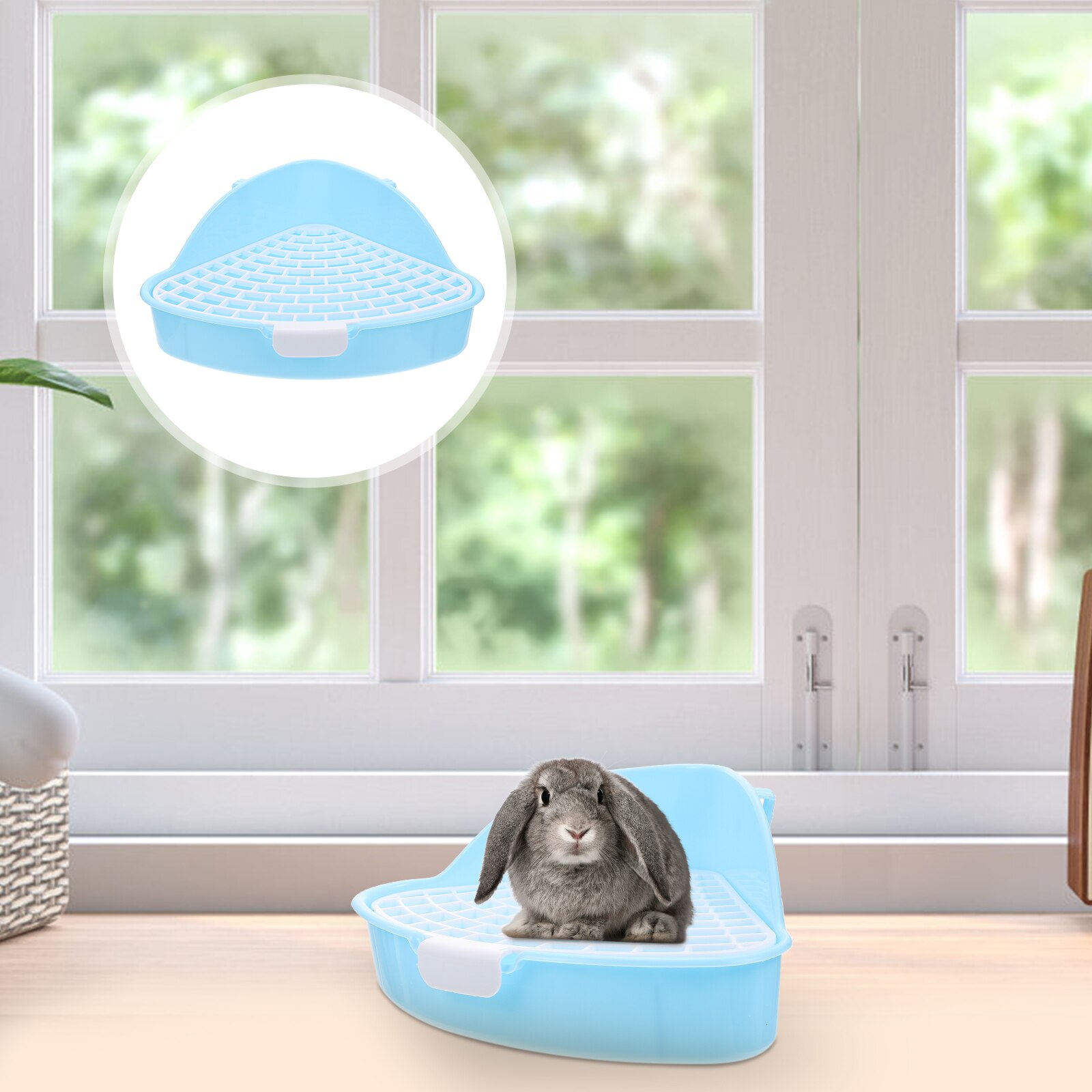 Triangle Rabbit Litter Box Bunny Toilet Potty Trainer Plastic Litter Bedding Box
