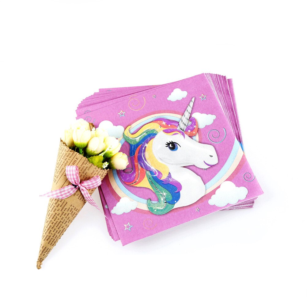 20 stk enhjørning servietter enhjørning papirservietter baby shower tissue børnefødselsdag bryllupsfest dekoration forsyninger