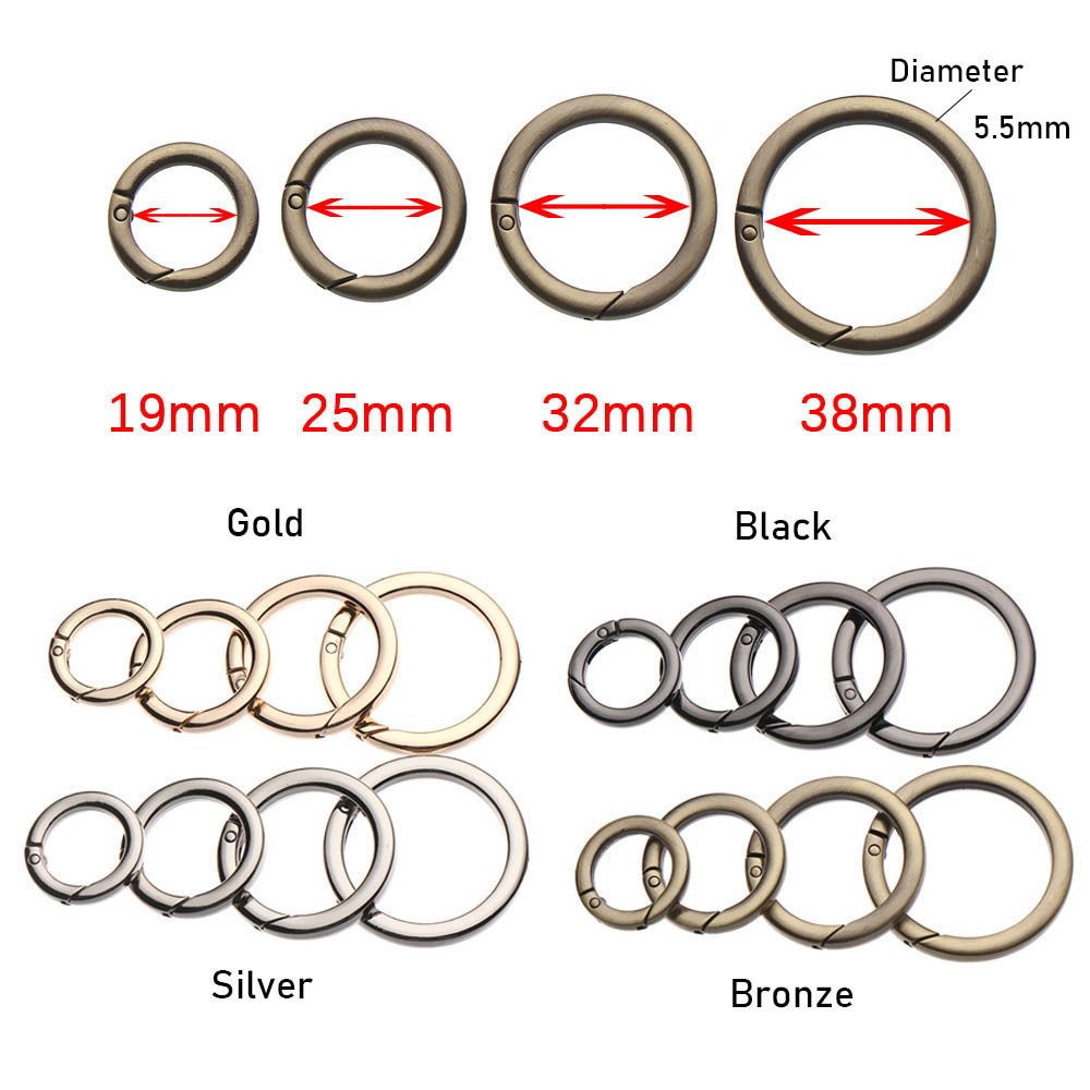 Black gold silver Round Push Trigger Snap Clasp Clip Carabiner Purses Handbags Bag Belt Buckle Spring O-Ring Buckles