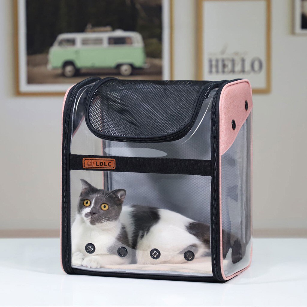 Nueva mochila transparente Visible para mascotas, mochila porta gato, mochila transpirable para viaje al aire libre para perros pequeños y gatos @ 40