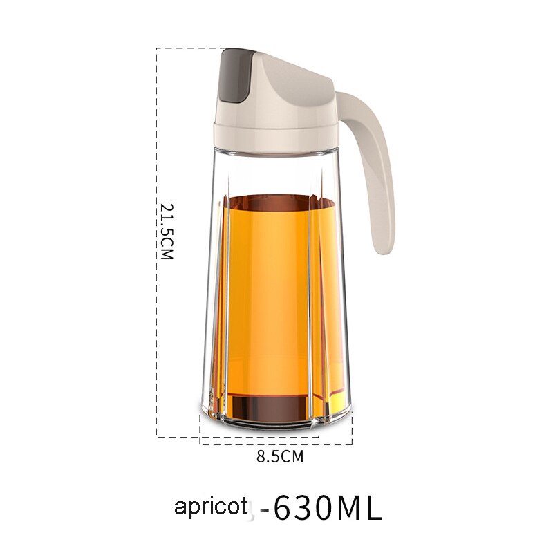 Leakproof Glass Oil Bottle Kitchen Oil Pot Automatic Opening Seasoning Can Condiment Dispenser Olive Oil Contanier with Handle: B