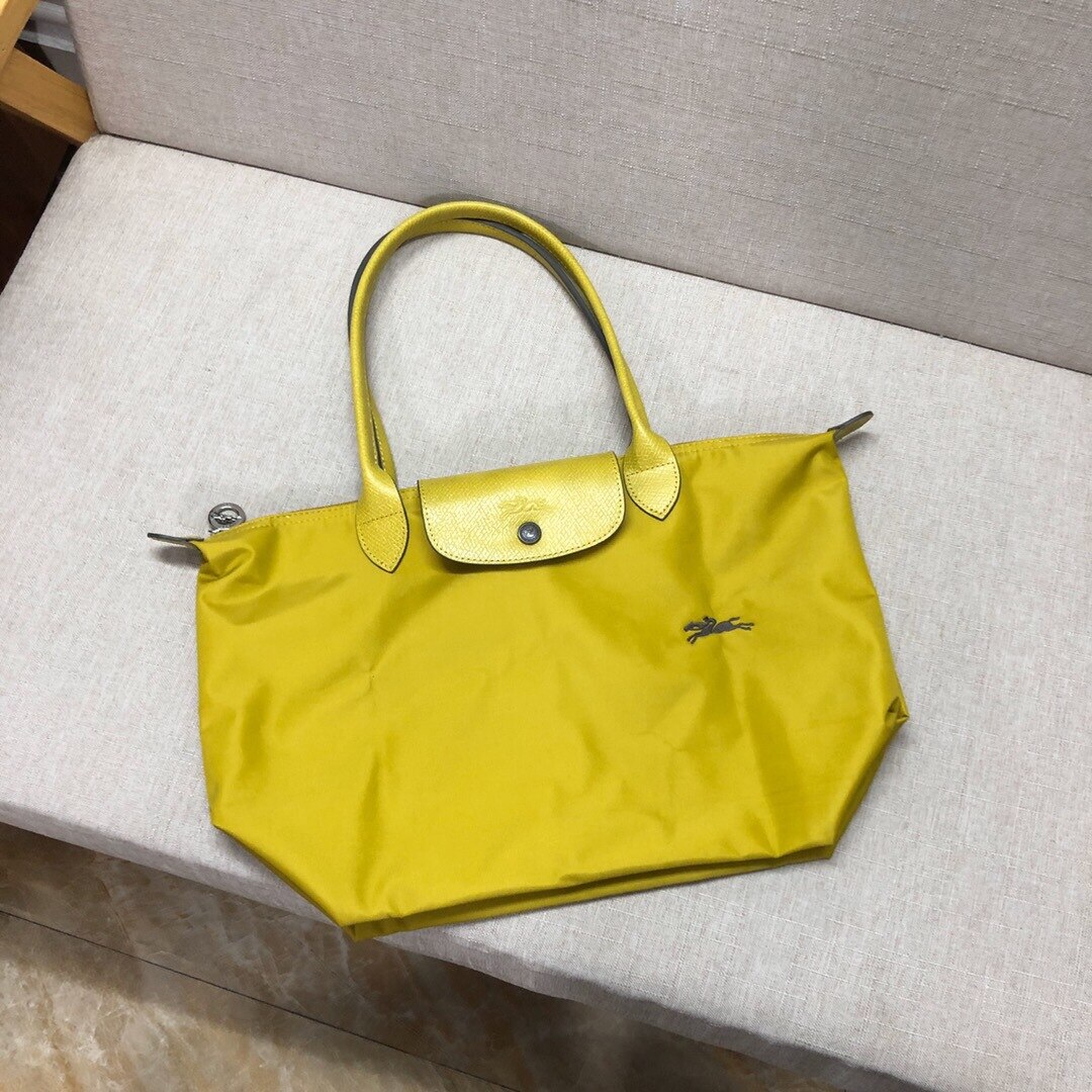 Bolso pequeño de lona de nailon con asa corta para 70 ° aniversario, Mini bolso de mano bordado con de caballo y chica: Avocado Yellow