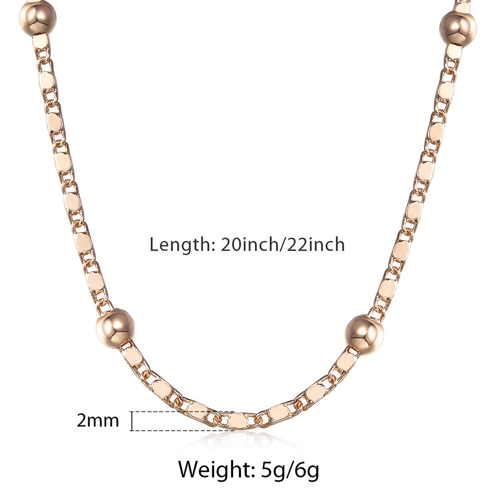 Marina Stick Beaded Chain Necklaces for Womens 585 Rose Gold Womens Necklaces Chain Jewelry 2mm LCN18