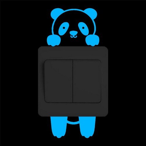 Leuke Panda Light Switch Sticker Glow in The Dark Cartoon Animal Muurtattoo Kids Kamers Kinderen Slaapkamer Jongen Meisje Thuis DIY Decor: Beige