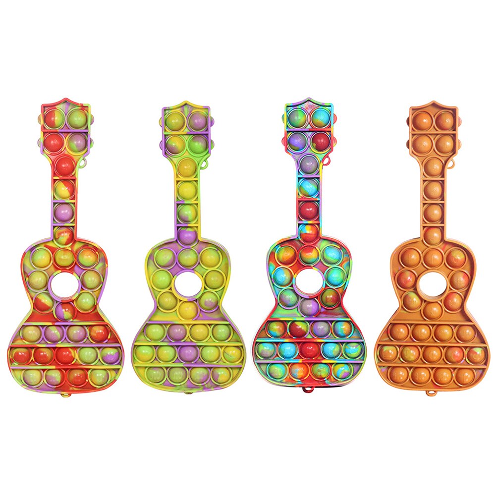 Gitarre-form Autismus Sensorische Spielzeug Weichen Vent Stress Relief Squeeze Spielzeug Lustige Push Blasen Fidget Stress Reliever Desktop Zappeln