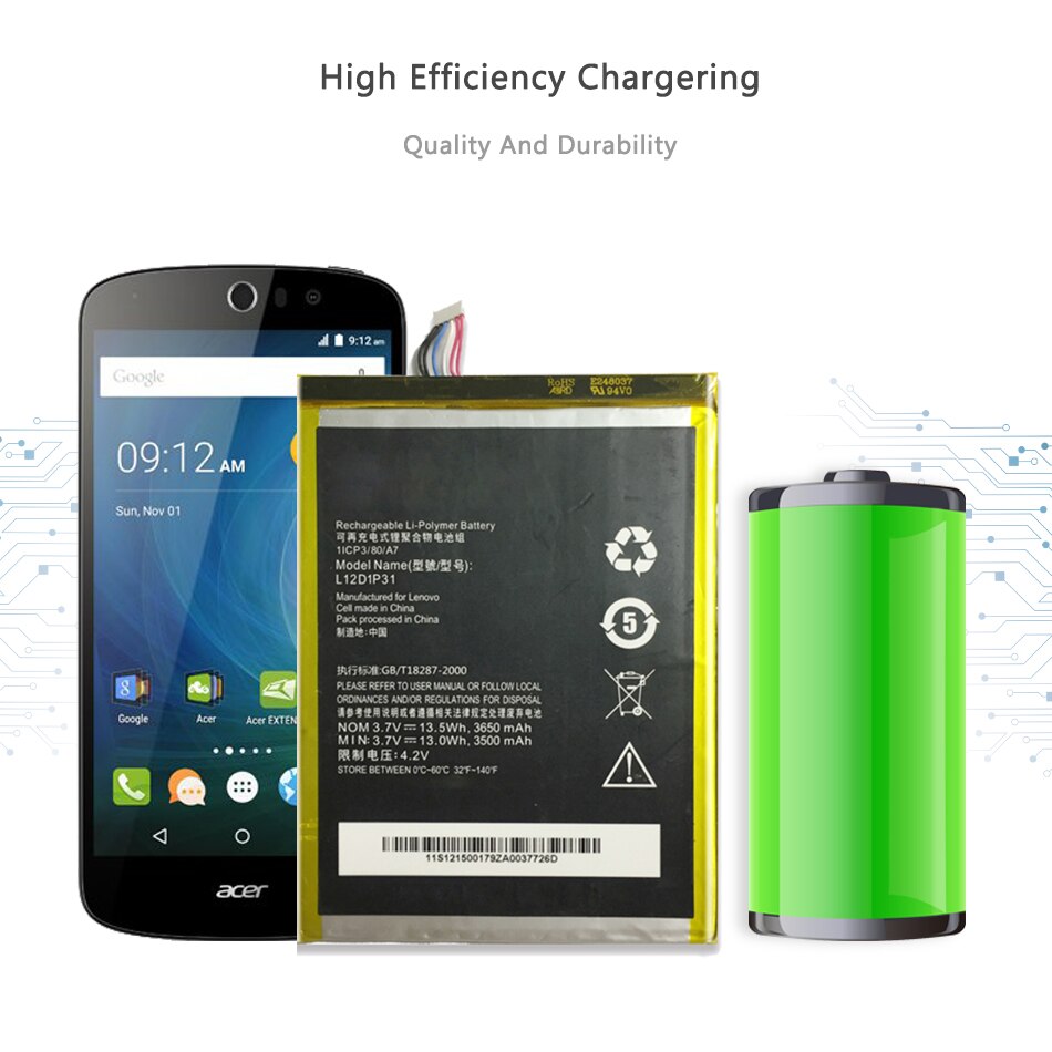 Replacement Battery 3650mAh for Lenovo IdeaTab Lepad A1000-L A1010 A3000 A3300 A5000