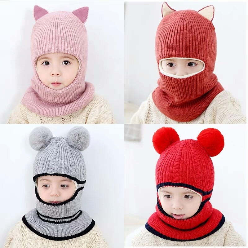 Bébé hiver chapeau pompon enfants tricoté chapeaux bébé filles garçons chapeau avec doublure en polaire chaude chapeaux pour enfants filles chapeaux d'hiver