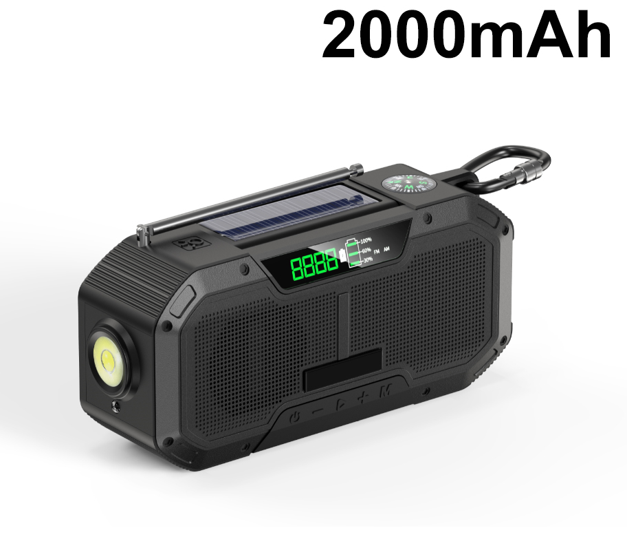 Radio d'urgence à Manivelle, Radio Météo Portable AM FM étanche avec énergie Solaire, Batterie