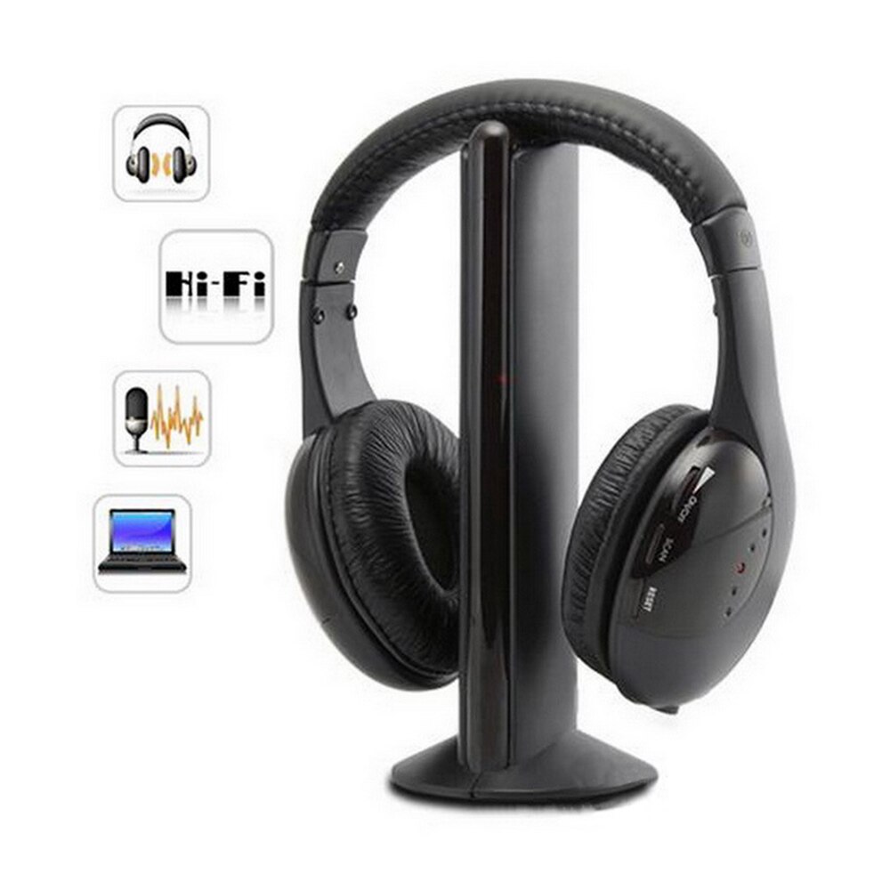 Mulitifunction Wireless Headphone Cordless RF Headset for PC TV Mp3 DVD CD MP3 MP4 5 in 1 Wireless Stereo Headset