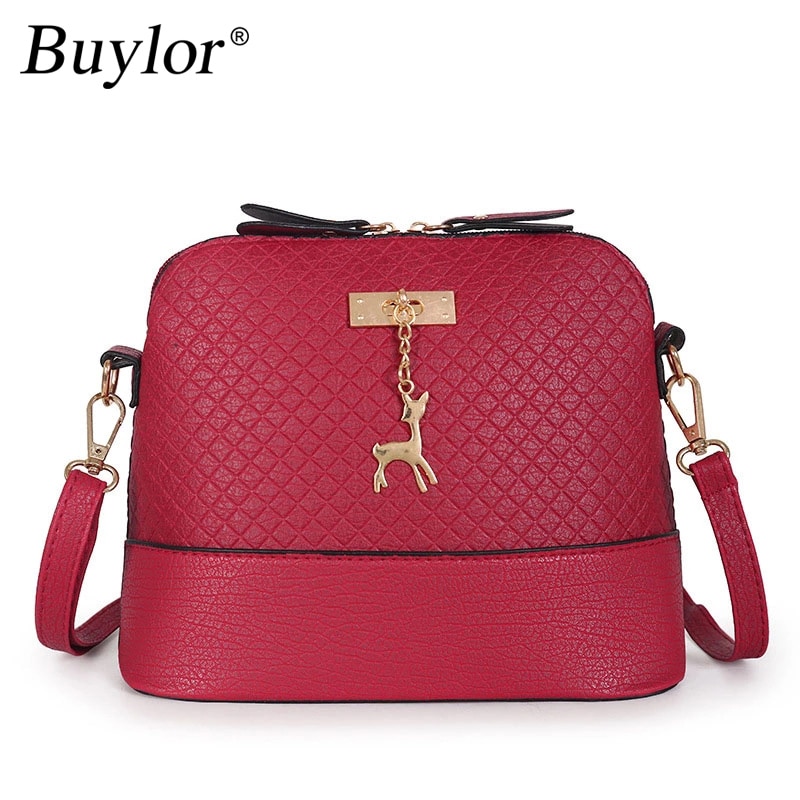 Buylor Vrouwen Tas Herten Hanger Handtas Pu Lederen Schoudertas Vintage Shell Vorm Pouch Meisje Mini Messenger Bags