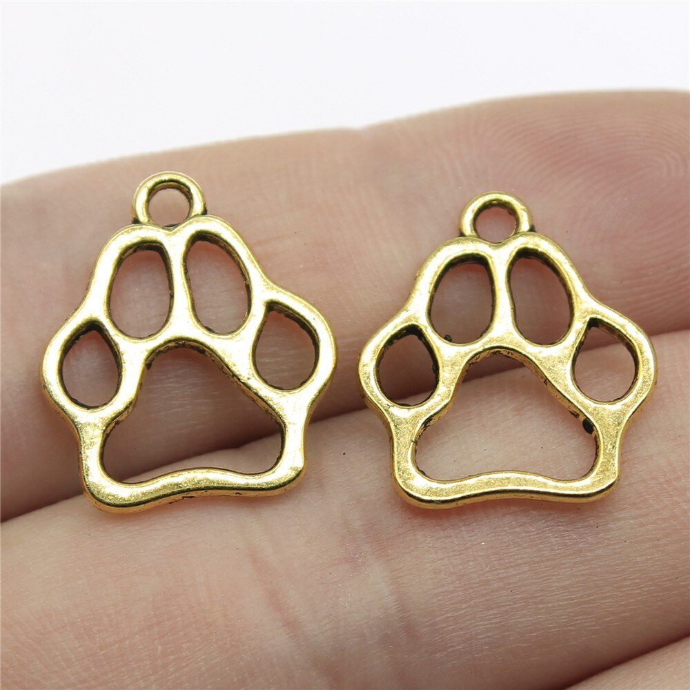 20pcs Charms Dog Paw Tibetan Bronze Silver Color Pendants Antique Jewelry Making DIY Handmade Craft: ROSE GOLD COLOR