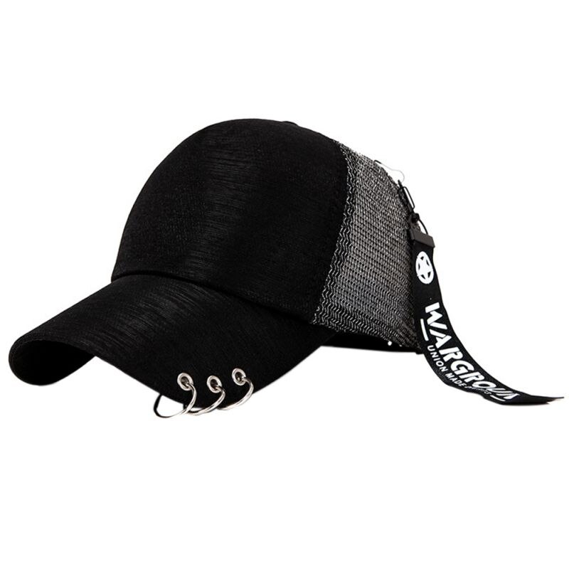 street long golf cap golf hat and iron ring Korean hat 4 colors: Black-mesh