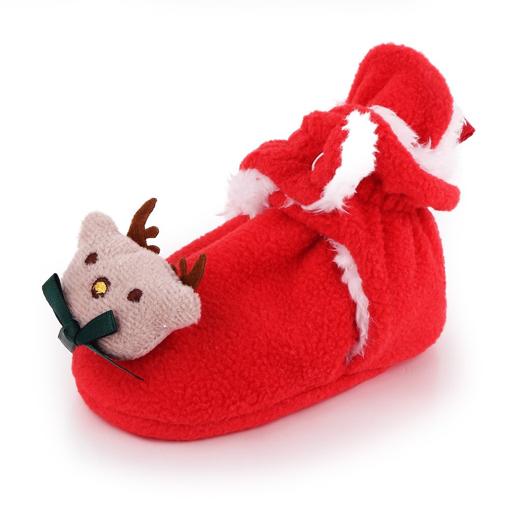 Winter Warm Kerstman Baby Schoenen Kerst Baby Jongens Meisjes Babyschoenen Leuke Laarzen Xmas Soft Sole Baby laarsjes: Red elk / 13cm