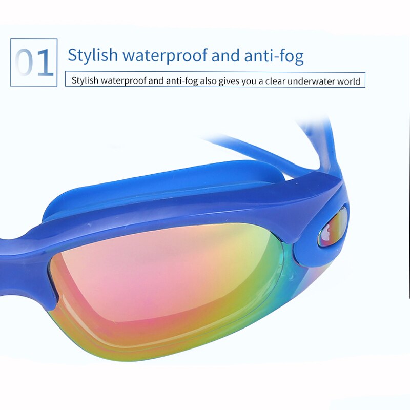 Vandtætte briller ørepropper svømmebriller voksen silikone badehætter pool anti-dug uv svømmebriller arena