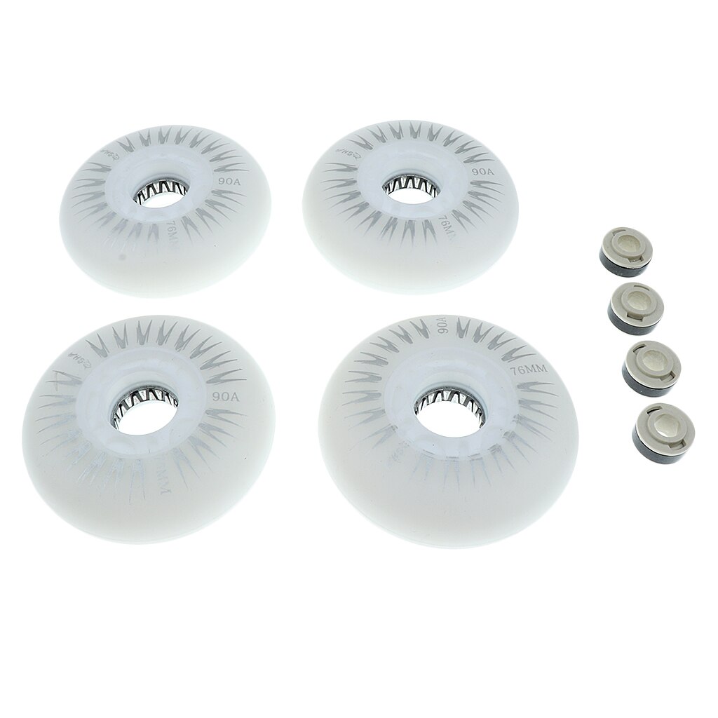 Patines en línea con luz LED, ruedas de repuesto para patines, 4 unidades: White 76mm