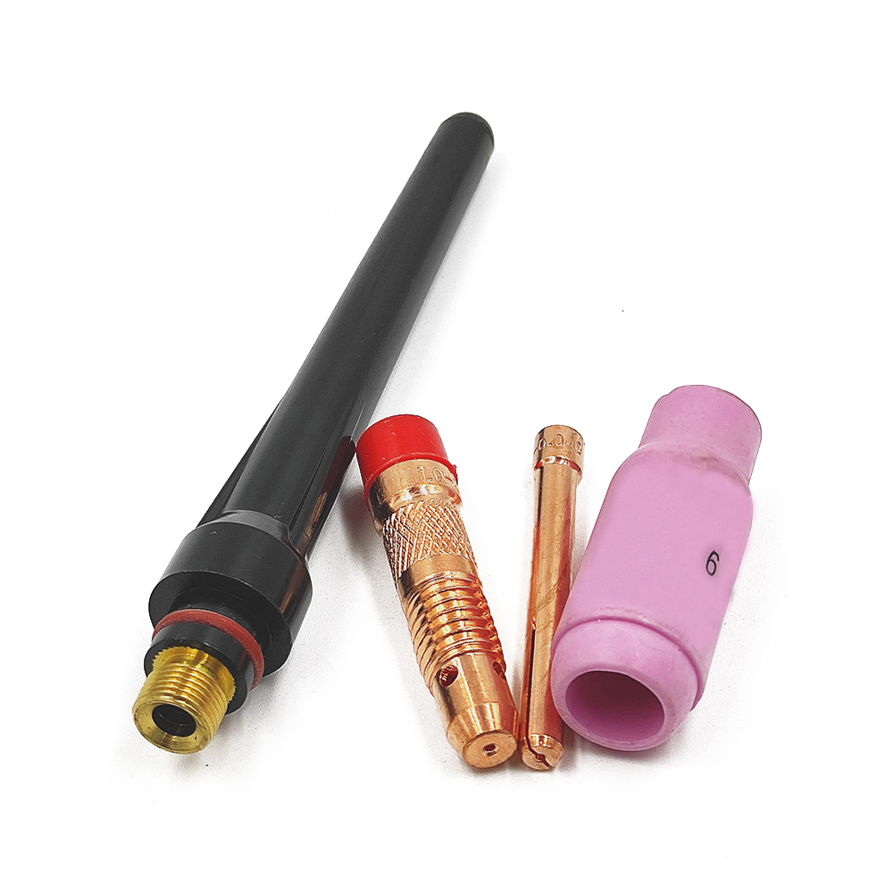 4Pcs TIG Welding Torch Consumable #6 Ceramic Nozzle Tungsten Tig Collet Body Long Back Cap For WP17 WP18 WP26 Accessories