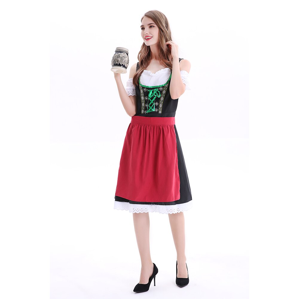 Germany Bavarian Oktoberfest Beer Girl Costume Maid Wench Fancy Dress Dirndl For Adult Women