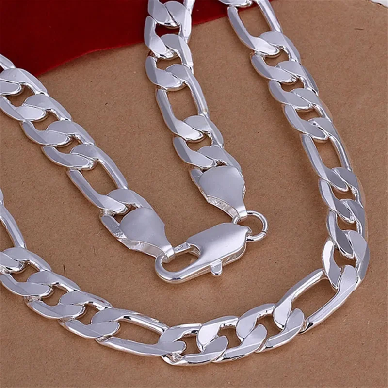 Massief 925 Sterling Zilveren Ketting Voor Mannen Klassieke 12Mm Cubaanse Ketting 18-30 Inch Charme Mode Sieraden Bruiloft