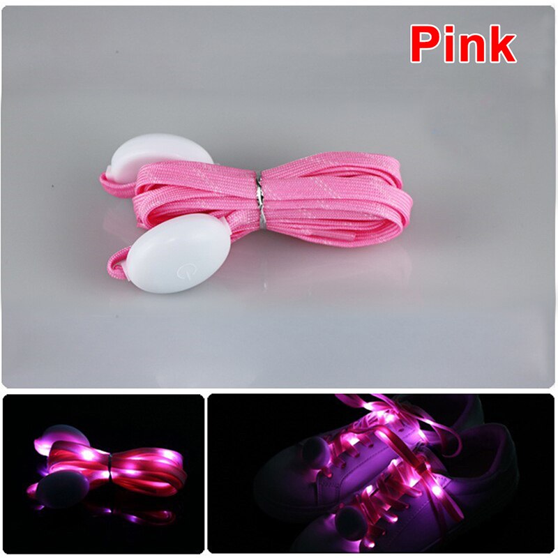 Cordones luminosos LED para zapatos deportivos, cordones luminosos para zapatos con luz de Flash redonda, pilas no incluidas, 1 par: Rosa
