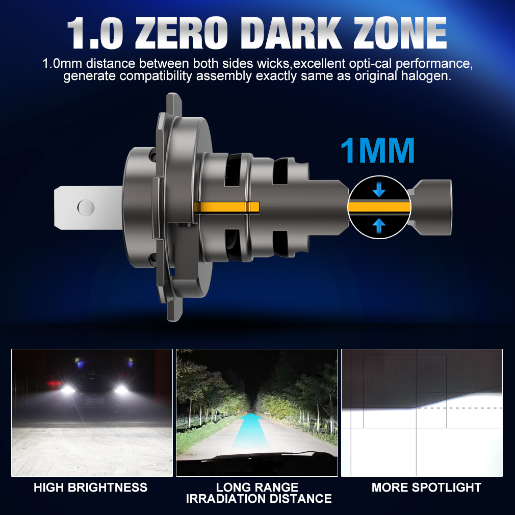 Bombilla LED H7 de 30000LM, doble tubo de cobre, 300W CSP para faros de coche, lámparas de diodo automático Canbus H7 Led Turbo 6000K 12V