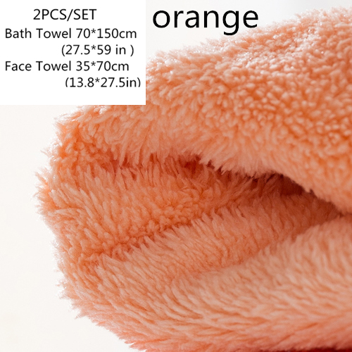 2 stk badehåndklædesæt 70*150cm ekstra store & 35*70cm mellemstore ansigtshåndklæder blødt superabsorberende mikrofiber håndklædesæt badeværelse frotté: Orange