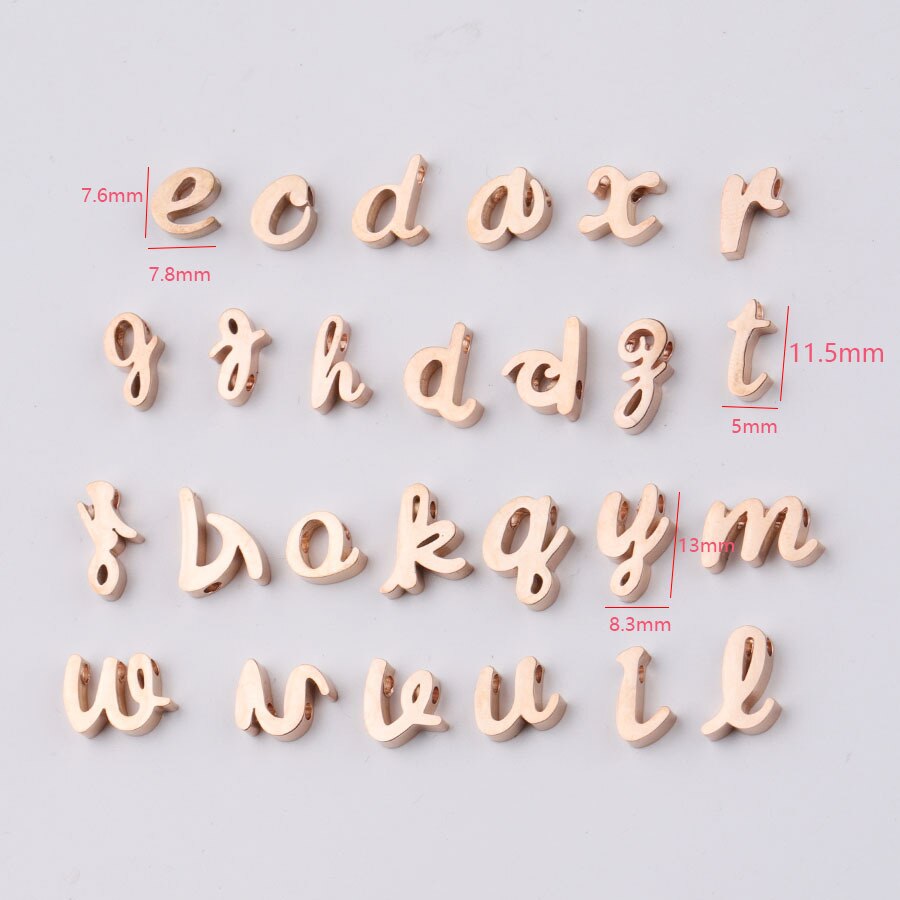 26 pc Goud/Staal Kleur rvs Kleine Spiegel Afwerking Brief A-Z Charm Voor Ketting DIY Vrouwen Handgemaakte Sieraden maken: rose gold color