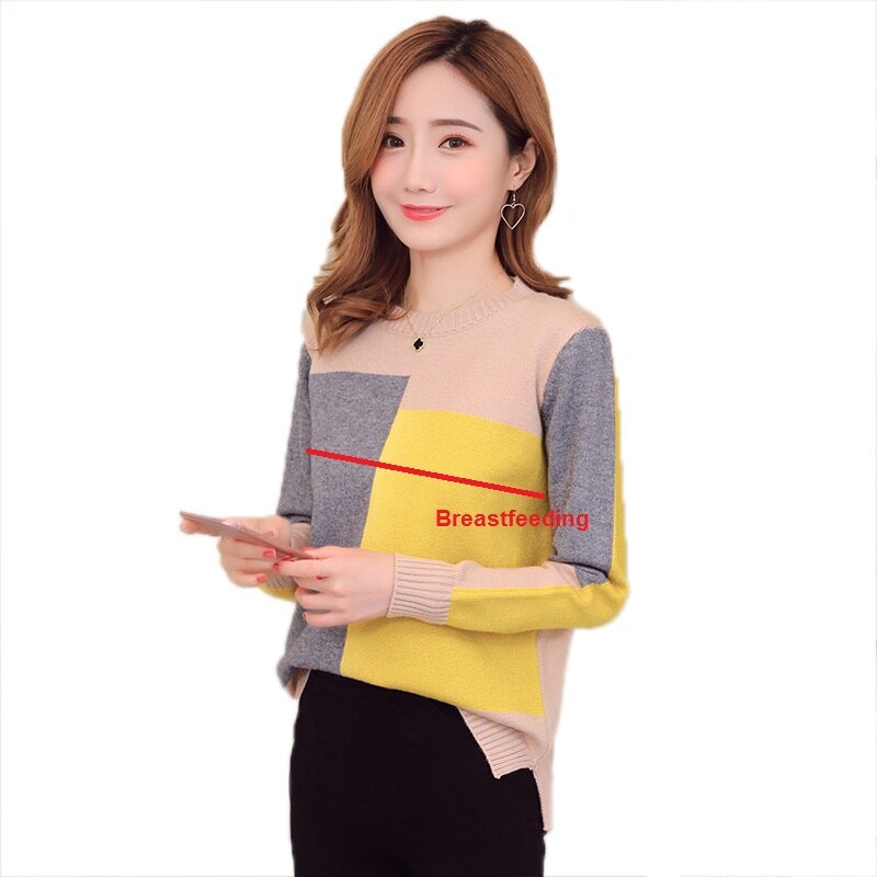 Pull de maternité pour femmes enceintes, pull de grossesse en tricot, Tee-shirt de couleur assortie, automne hiver: Kaki / M