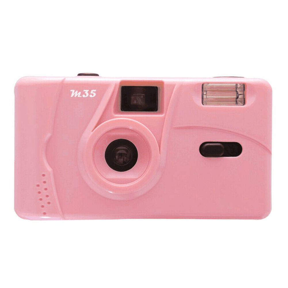 Vintage M35 35mm Manual Film Camera with Flash Function Reusable Non-Disposable Retro Film Machine Reusable Film Camera: Pink