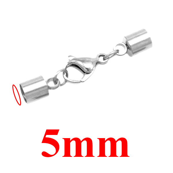 5 pz/lotto Catenaccio Ganci In Acciaio Inox Oro/argento Tono Fibbia In Pelle Cavo di Blocco per il FAI DA TE Braccialetto di Cuoio Dei Monili che fanno: silver 5mm