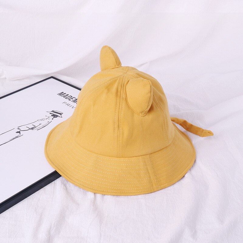 Søde katørre spand hat kvinder hip hop cap gorros ensfarvet unisex afslappet flad hat bomuld forår fiskeri spand hat cap: Gul