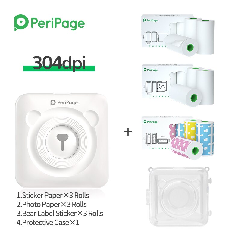 PeriPage 304dpi White Label Receipt Photo Wireless Mini Portable Thermal Bluetooth Printer A6