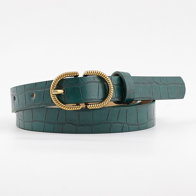 Merkebelte kvinne gullspenne svart hvitt skinnbelter til kvinner kvinnelige jeans smale damer midje belte ceinture femme linning: Grønn