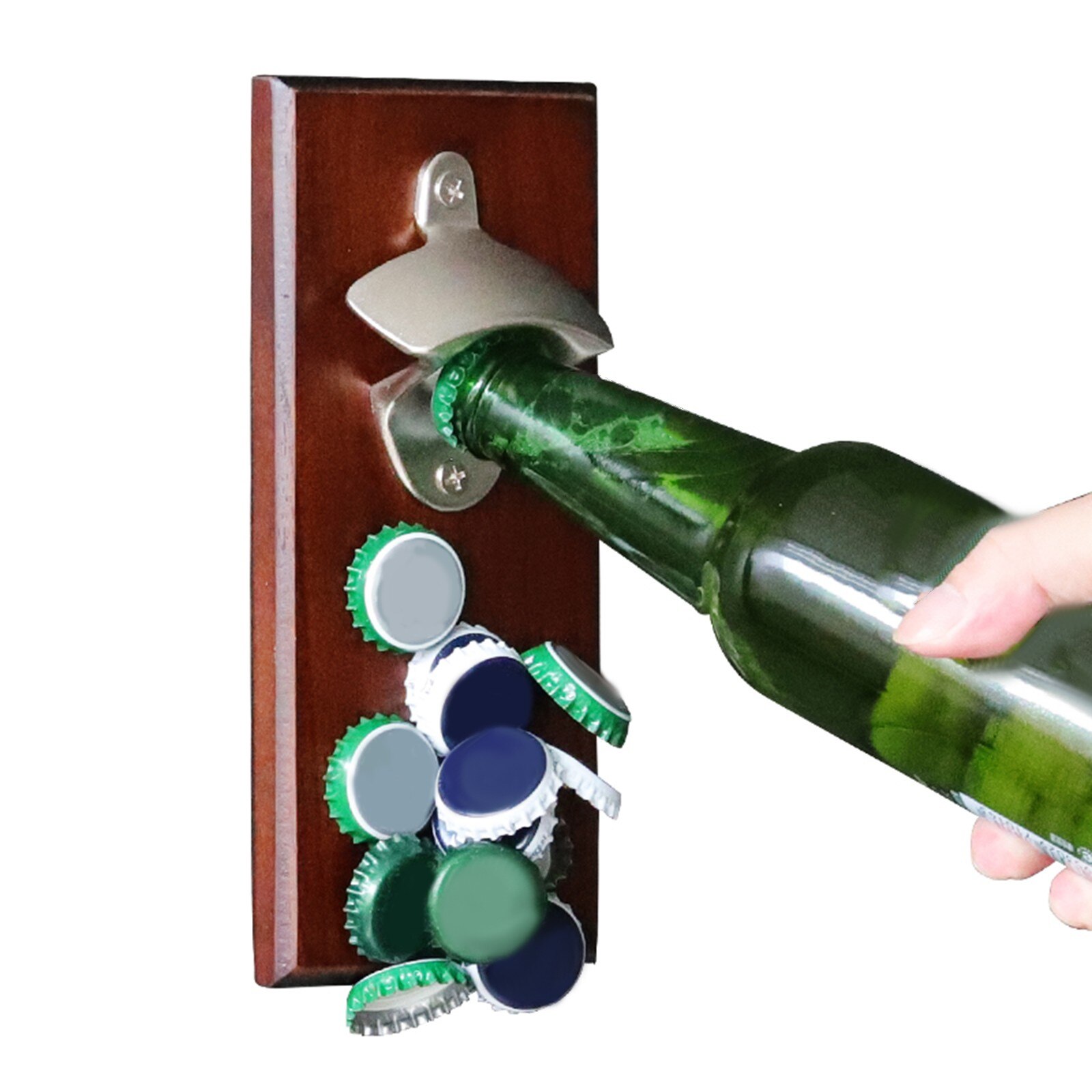 Wall-mounted Zinc Alloy Bottle Opener Wooden Beer Bottle Opener Metal Bottle Ope