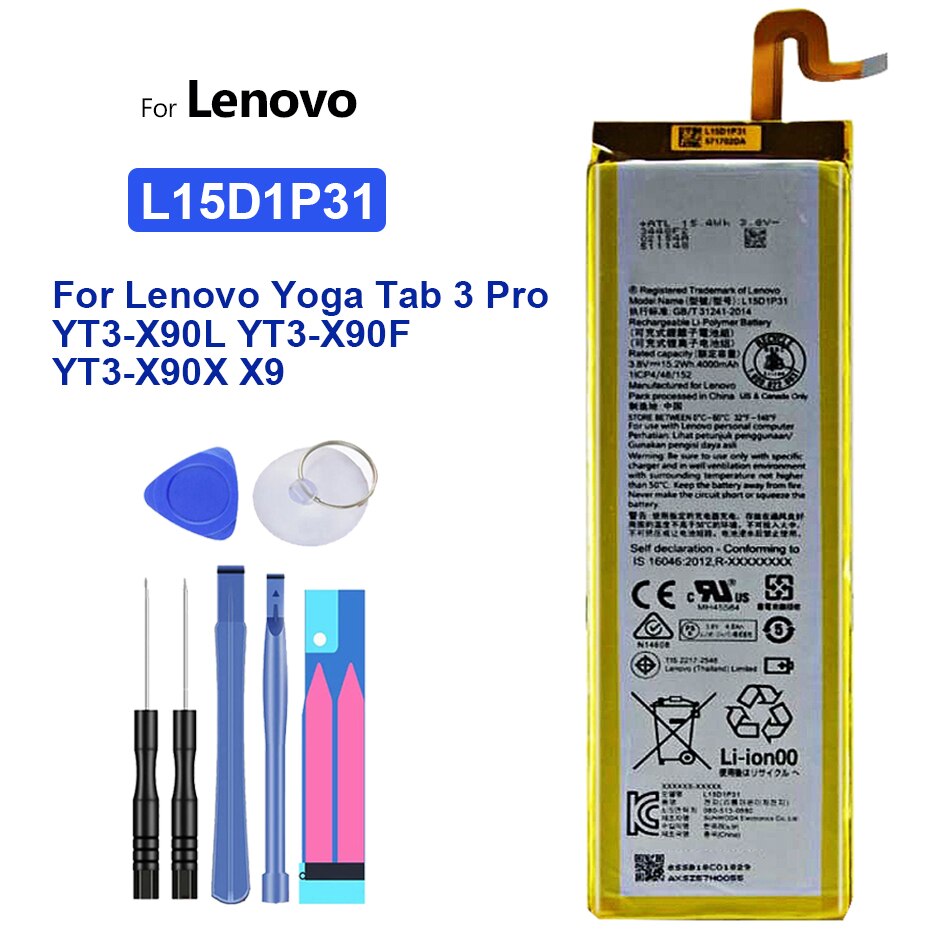 Batterij L15D1P31 4000Mah Voor Lenovo Yoga Tab 3 Tab3 Pro YT3-X90L YT3-X90F YT3-X90X X90 Bateria