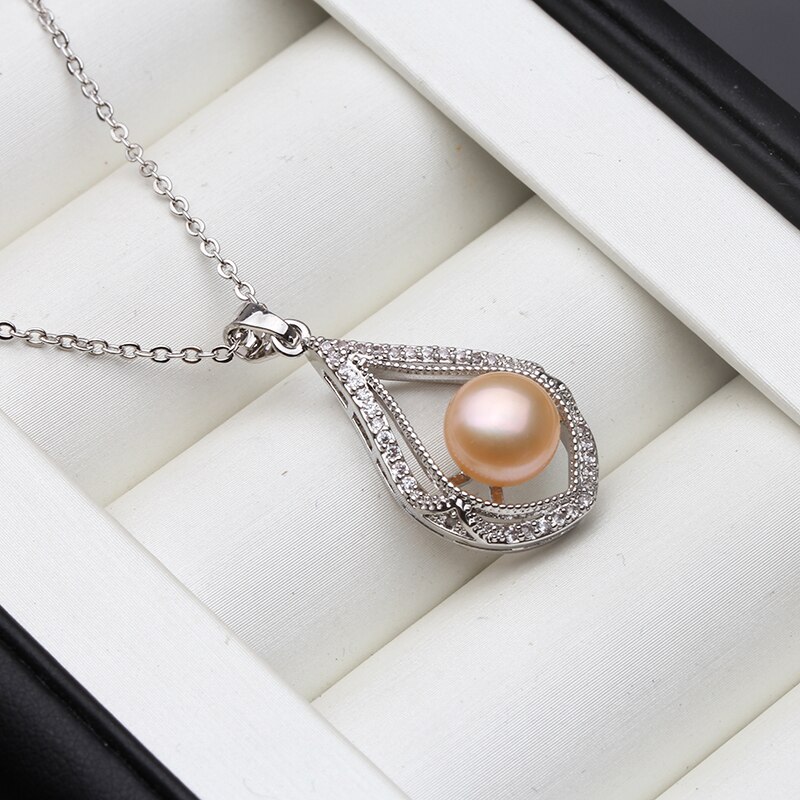 Collier de perles d'eau douce pour femmes, pendentif en argent Sterling 925,: pink pearl pendant