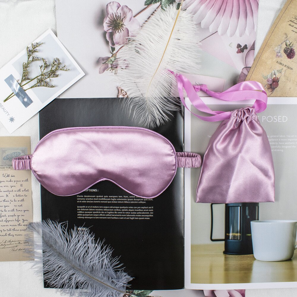 Silk Sleeping Eye Mask Double-Side Shading EyeShade Sleeping Eye Mask Cover Eyepatch Blindfolds Eyeshade Health Sleep Shield: Taro purple