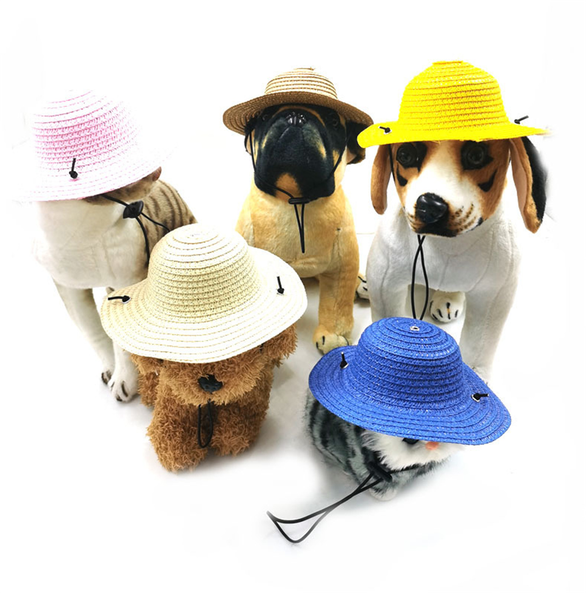 1PC Mini chiens de compagnie chapeau de paille mexicain Sombrero chat chapeau de soleil plage fête chiens Hawaii animaux de compagnie chapeaux colorés chien Costume accessoires