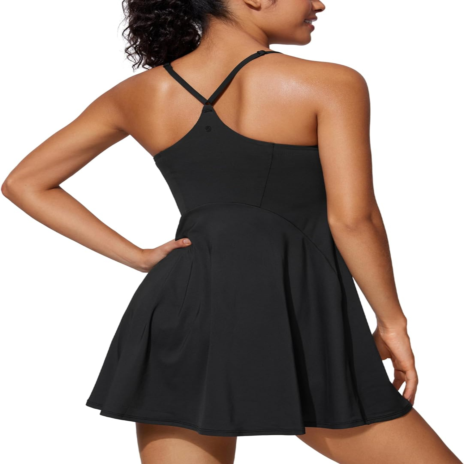CRZ YOGA Vestido de tenis UPF 50+ para mujer con pantalones cortos y sujetadores incorporados, vestidos deportivos de entrenamiento de golf con bolsillos para Ulti: Beige