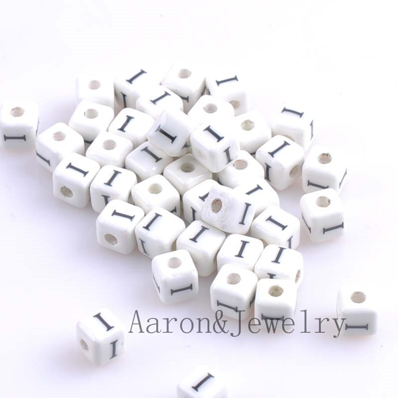 heißer Weiß A-Z Gemischte Buchstaben Alphabet Würfel Keramik Buchstaben Perlen passen Schmuck machen 8mm 10 stücke YKL0355X: Rosa