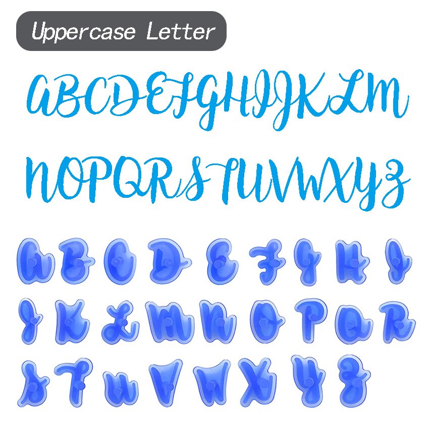 Molde con letras y números del alfabeto para manualidades, herramienta de decoración para pasteles, galletas, galletas, cortador en relieve, Fondant de azúcar: Uppercase Letter