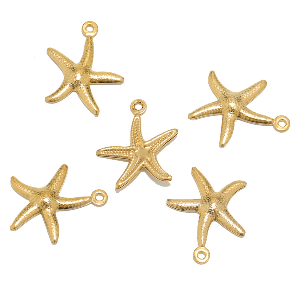 Breloques étoile de mer en acier inoxydable, couleur or, pendentif en coquillage, collier, Bracelet, résultats pour bricolage, accessoires de fabrication de bijoux, 20 pièces/lot: MARRON