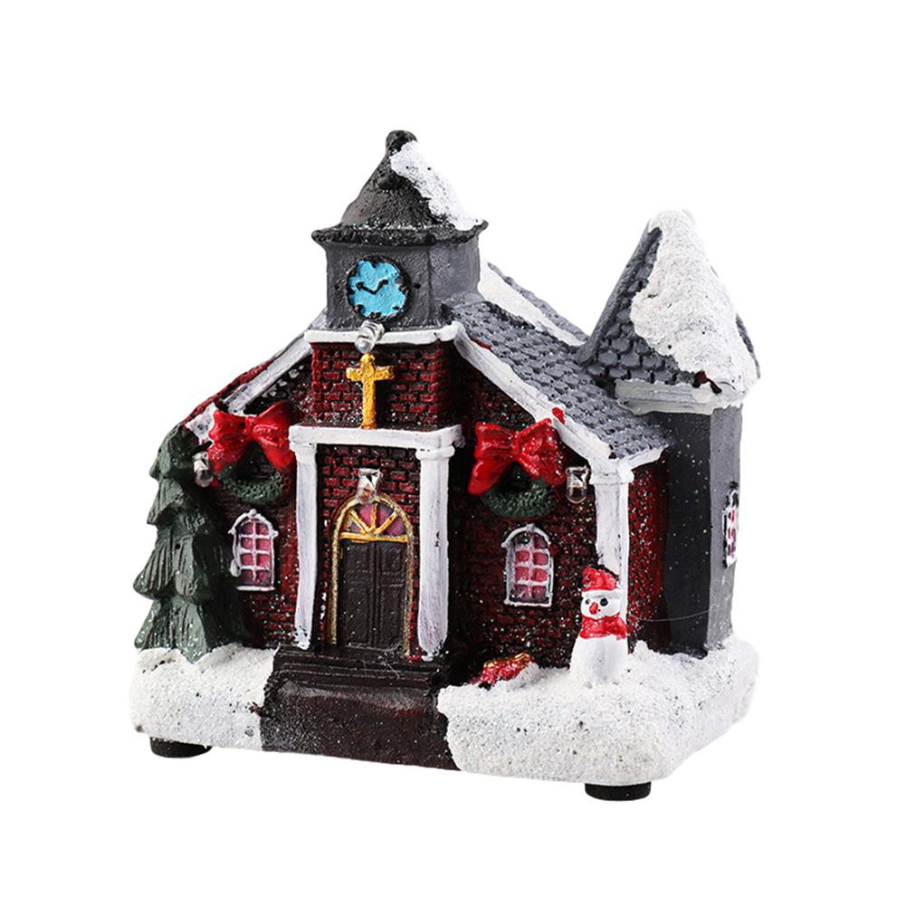 Christmas Decorations Lighthouse Christmas Scene Village Houses Town With Warm White Dream European Style Snow House Kids 1: 11