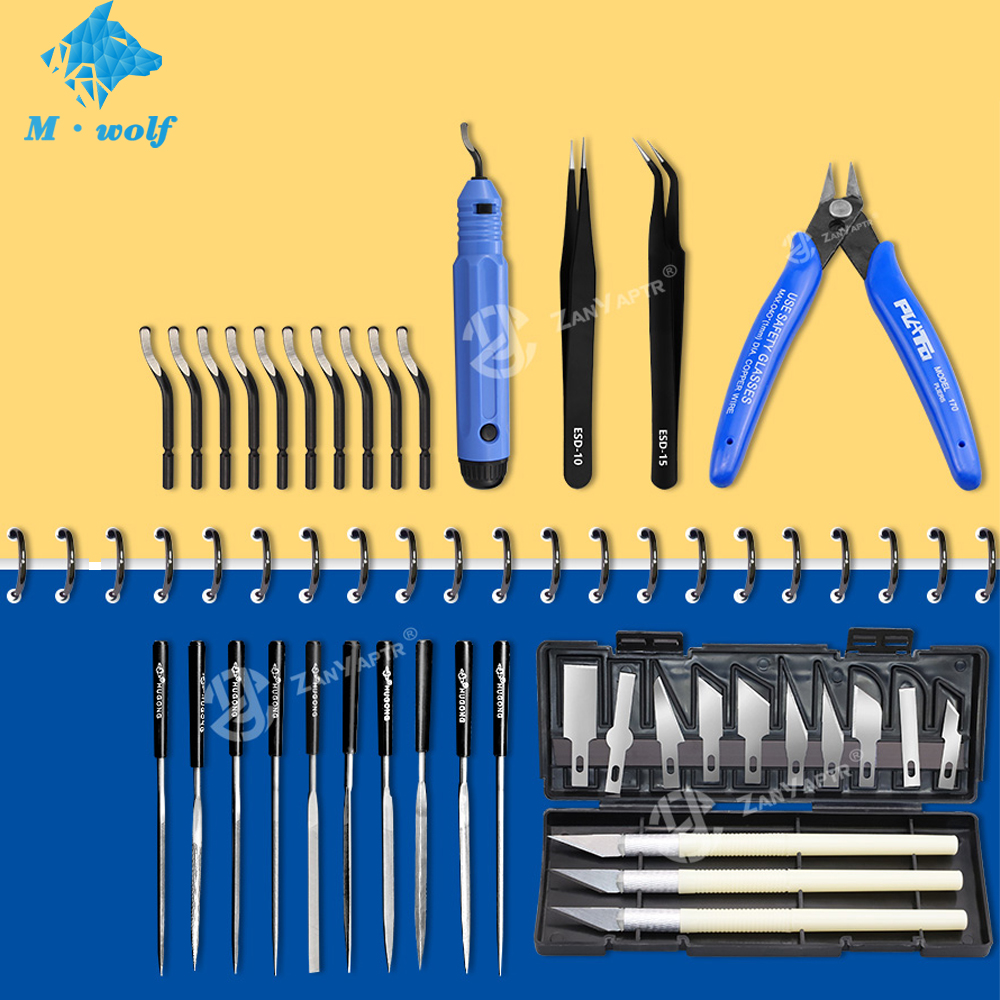 3D Model Grinding Tool Deburring Engraving Knife Kit Carving Tool DIY File Cutter Scraper Trimming Tool 3D Printer Parts