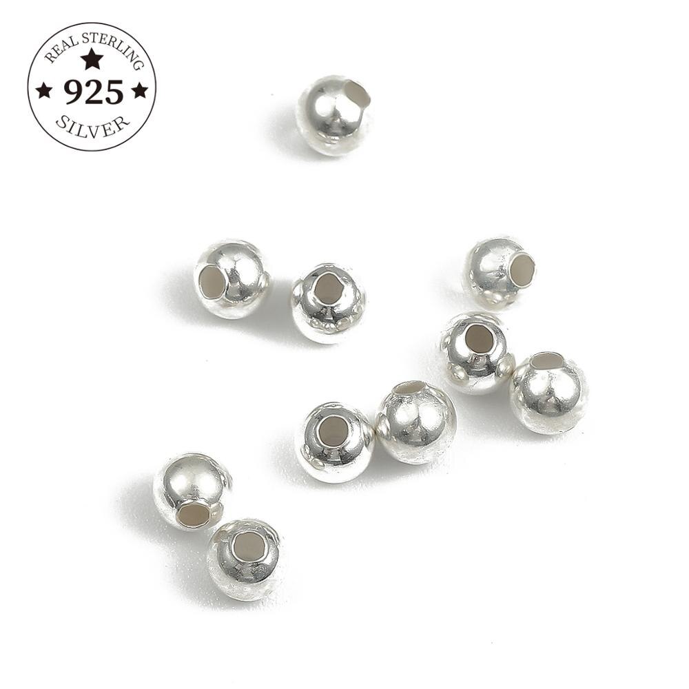 2/3/4/5/6/8/10mm 925 Sterling Silber Runde Abstandshalter verlieren Perlen Ball ende Samen Perlen Für DIY Schmuck Machen Halskette Zubehör