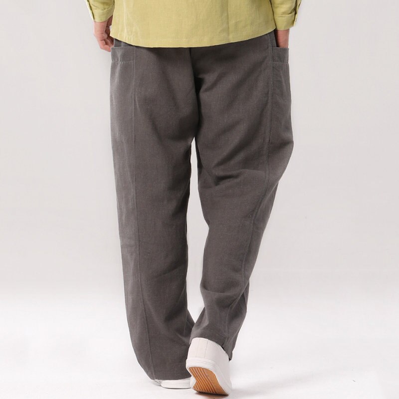 Men's Cotton and Linen Casual Jogger Pants Male Fitness Trousers Chinese Traditional Harajuku Spring Autum Clothe